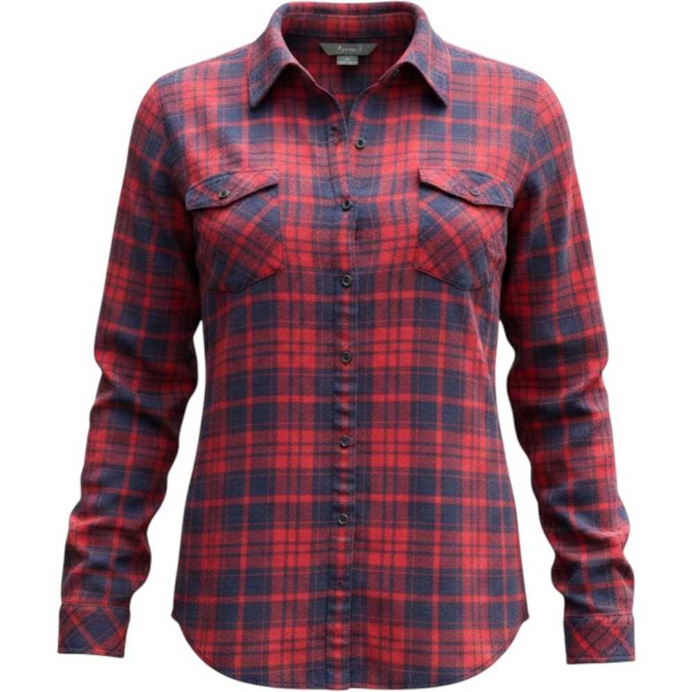 Natural Reflections Women Red Navy Plaid Flannel Button Down Shirt XL Cotton